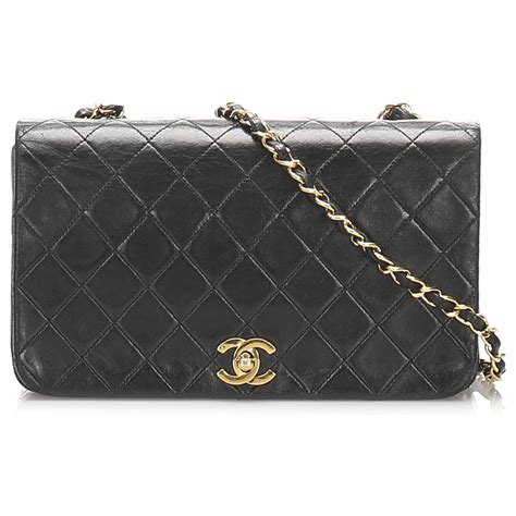 chanel in pelle nera matelasse usata|Borsa a tracolla CHANEL in pelle di agnello Vintage .